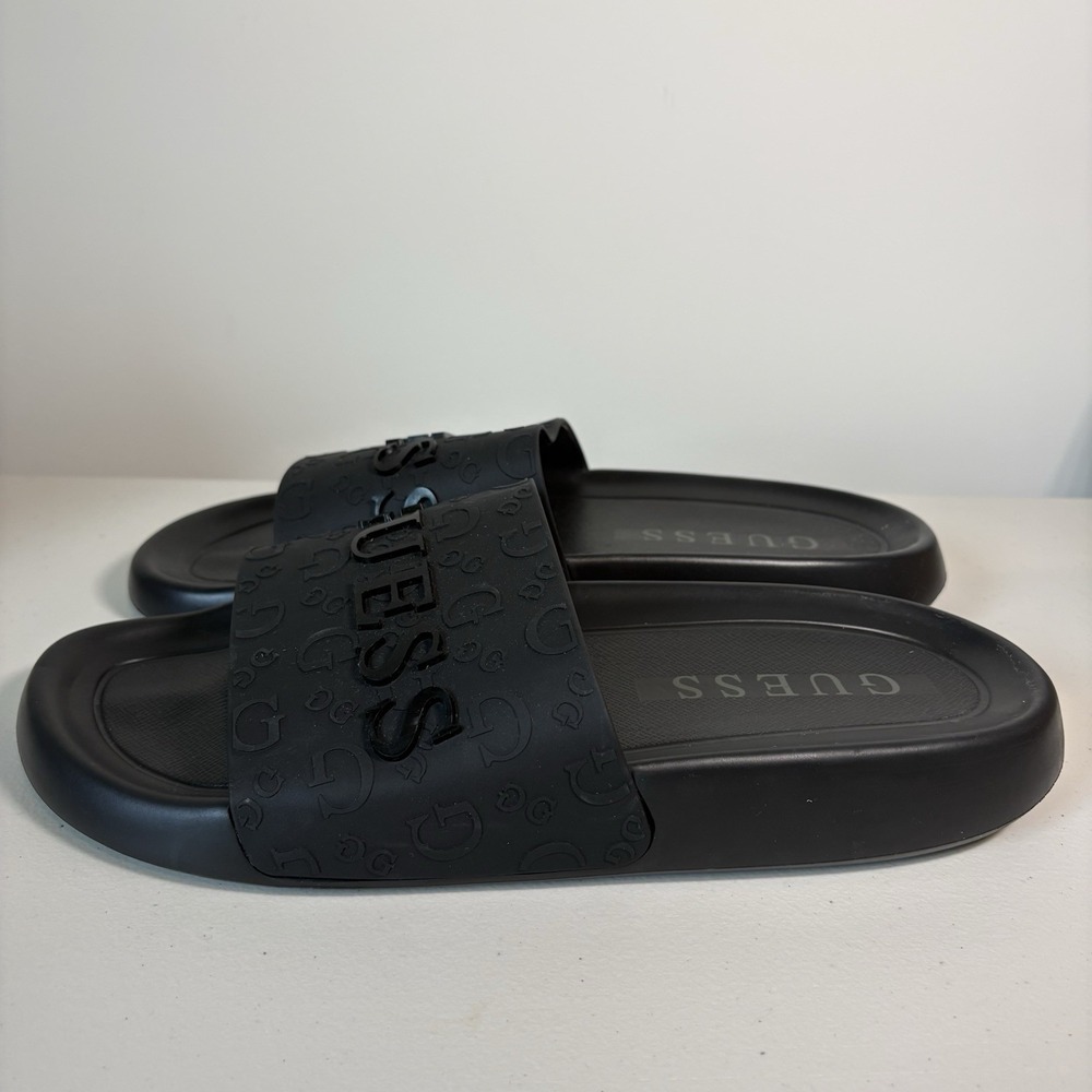 GUESS Black Logo Slide Sandals Mens 11 Slip On Solid Casual Spring Summer